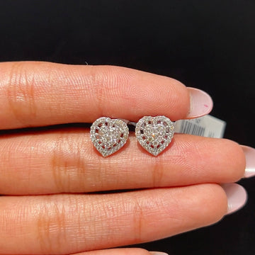 Sparkling Heart Diamond Stud Earrings