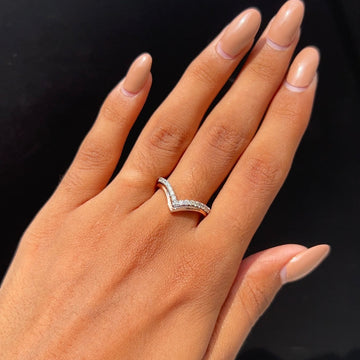 Diamond Chevron Band Ring