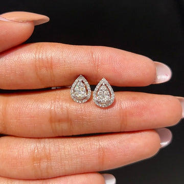 Diamond Teardrop Halo Stud Earrings