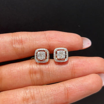 Double Cushion Diamond Stud Earrings