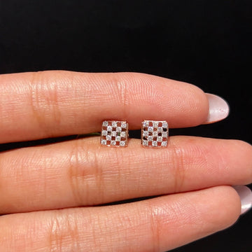 Chessboard Spark Diamond Stud Earrings