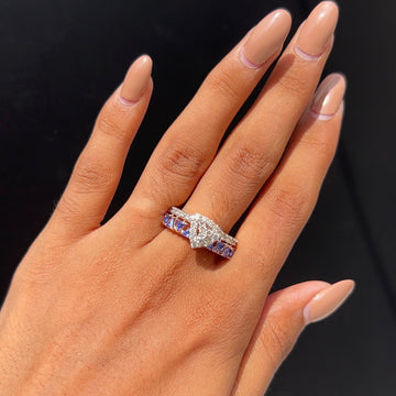 Sapphire Triangle Diamond Ring