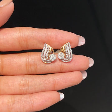 Diamond Swirl Heart Stud Earrings