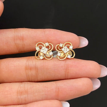 Diamond Floral Swirl Stud Earrings