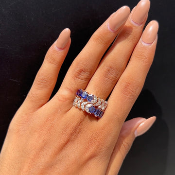 Amethyst Arc Diamond Ring