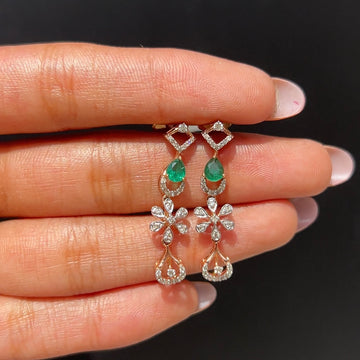 Emerald Blossom Drop Earrings