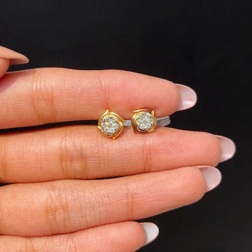Golden Bloom Diamond Stud Earrings