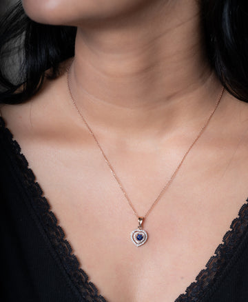Blue Heart Pendant Set