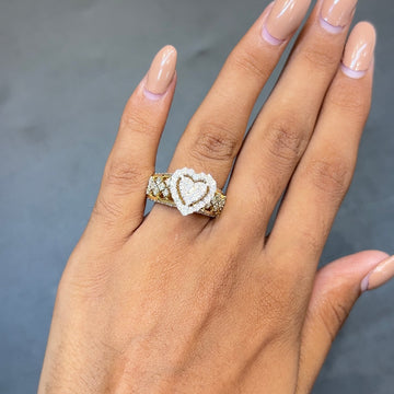 Double Halo Heart Engagement Ring