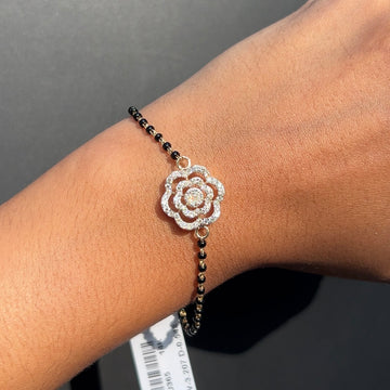 Floral Embrace Diamond Mangalsutra Bracelet