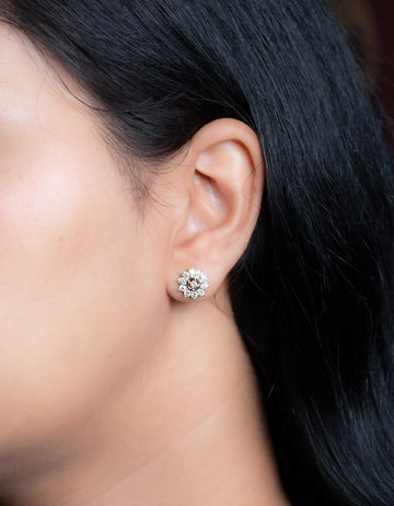 Flower Halo Diamond Earrings