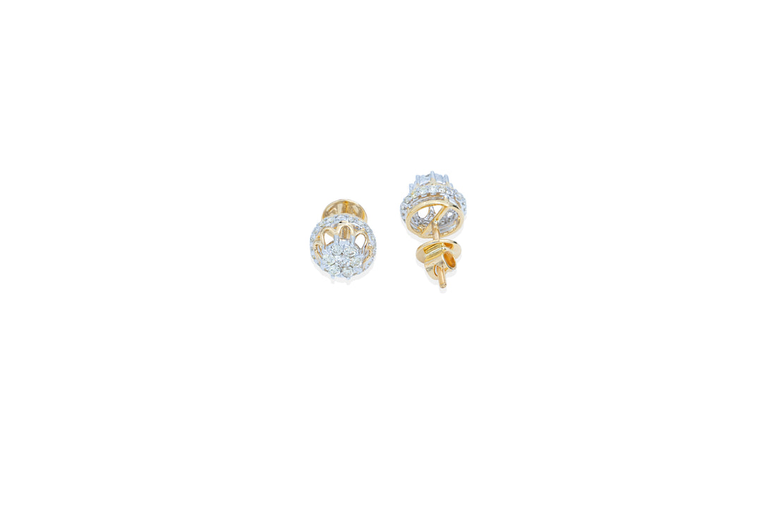 Double Story Circle Diamond Earrings