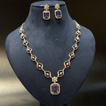 Majestic Violet Spark Diamond Necklace Set