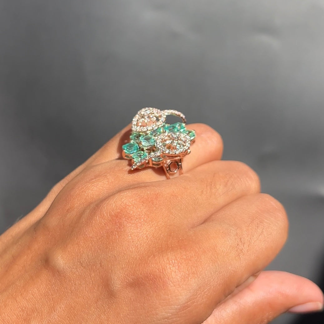 Emerald Cluster Double Pear Ring