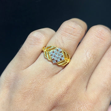 Golden Weave Diamond Cluster Ring