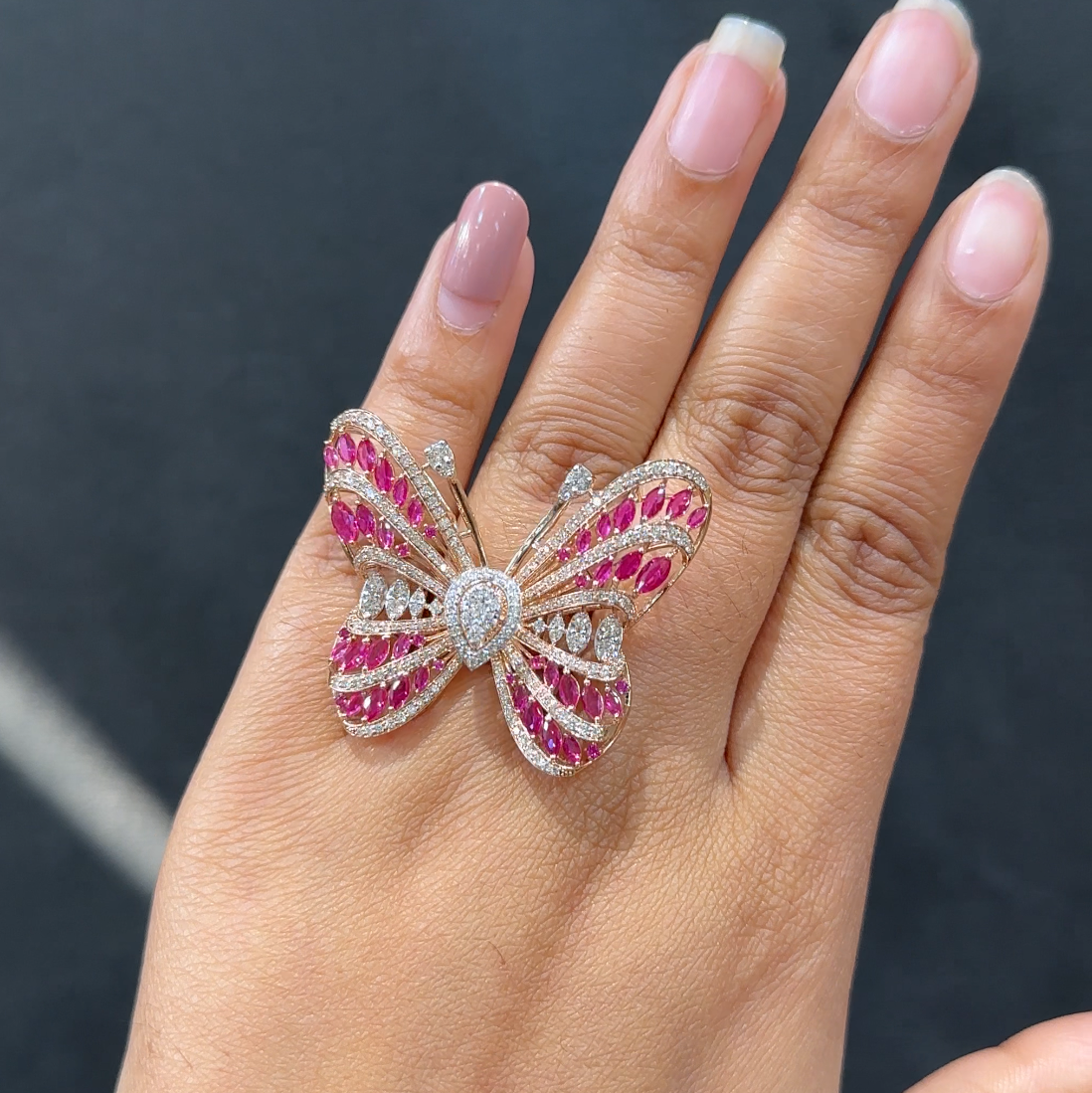🦋 Aurelia Pink Butterfly Diamond Ring