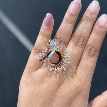 🦚 Avyana Diamond Peacock Ring