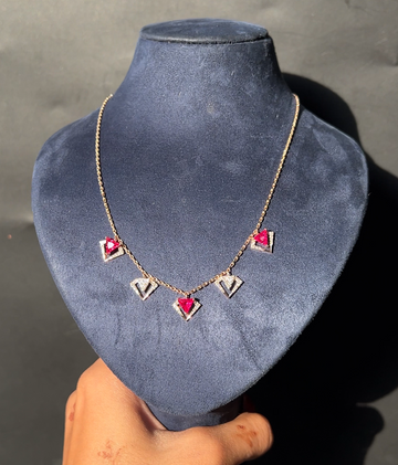 Crimson Diamond Charm Necklace