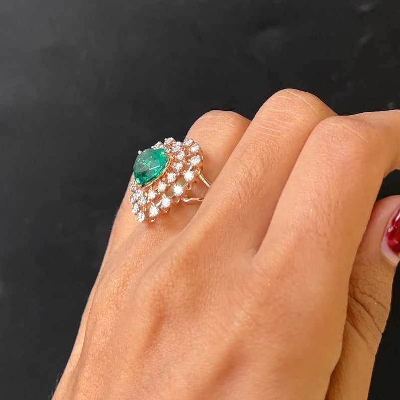 Emerald Heart Bloom Ring