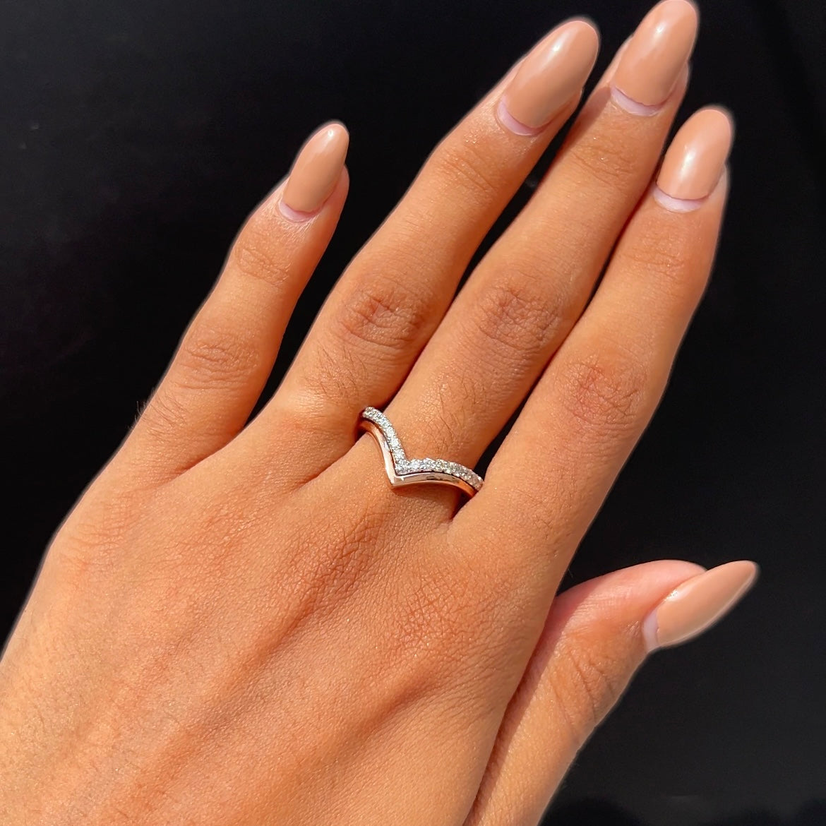 Diamond Chevron Band Ring