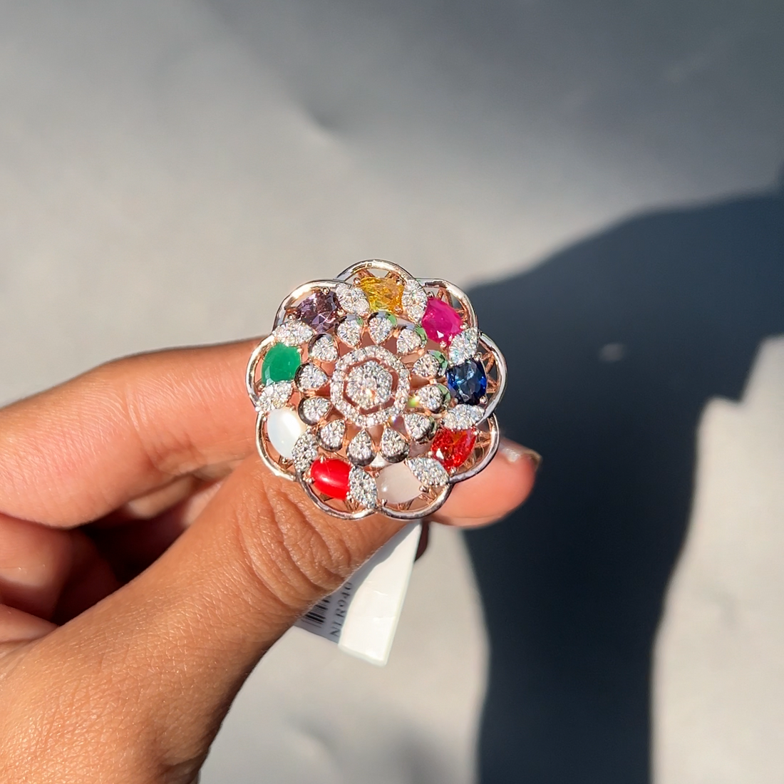 Celestia Navratna Bloom Diamond Ring
