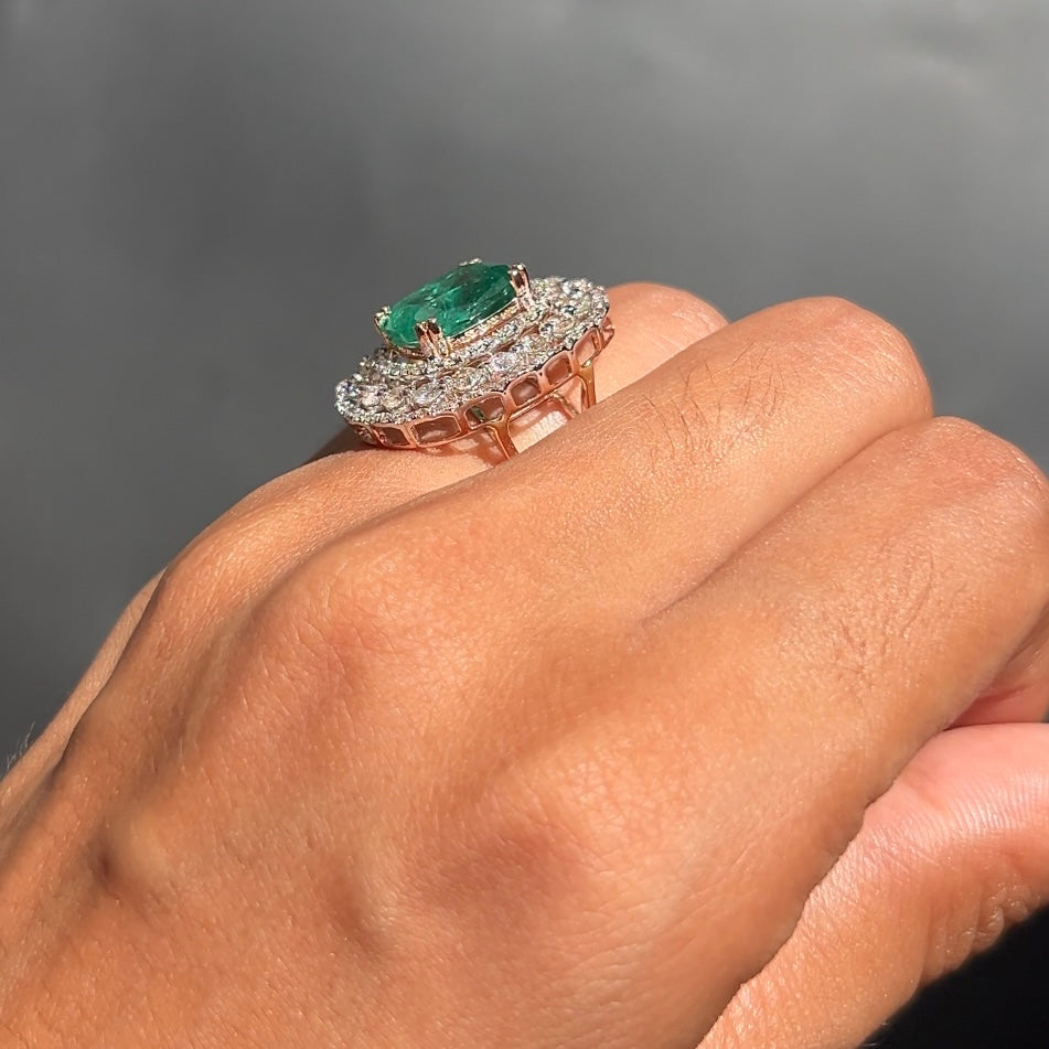 Emerald Halo Diamond Ring