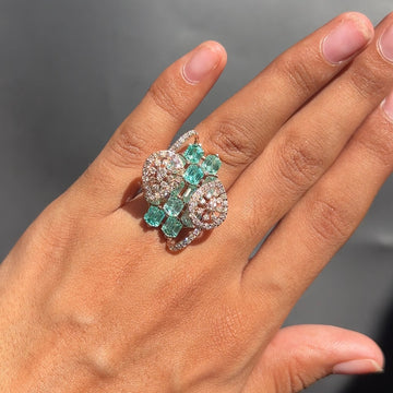 Emerald Cluster Double Pear Ring