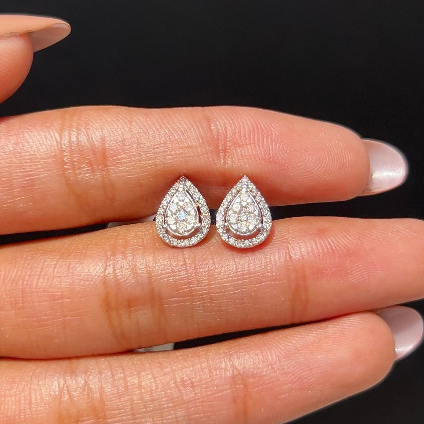 Diamond Teardrop Halo Stud Earrings