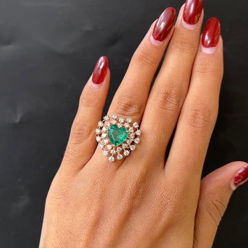 Emerald Heart Bloom Ring