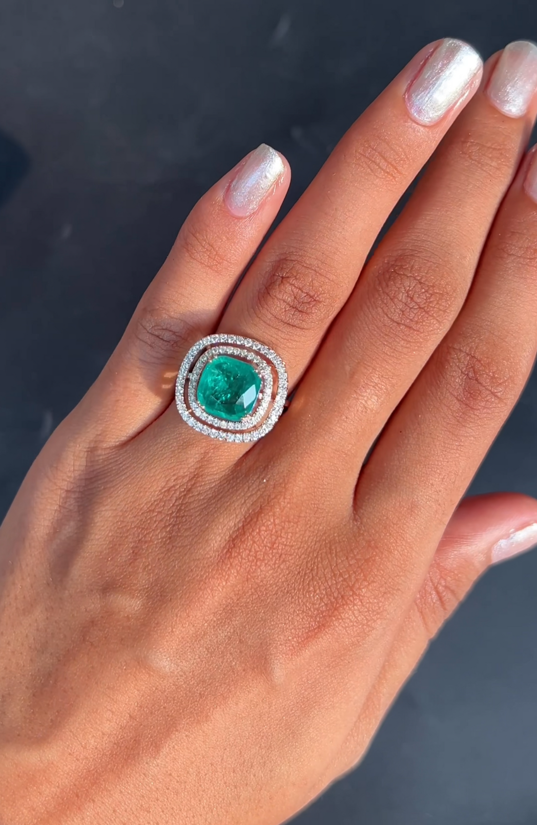 Emerald Royale Halo Ring