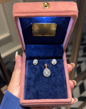 Regal Oval Halo Diamond Pendant Set