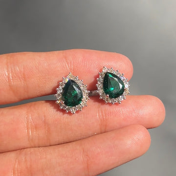 Emerald Glow Diamond Earrings