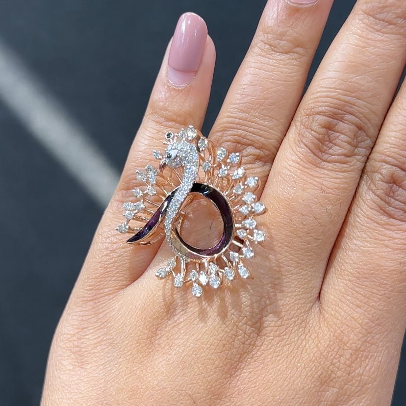 🦚 Avyana Diamond Peacock Ring