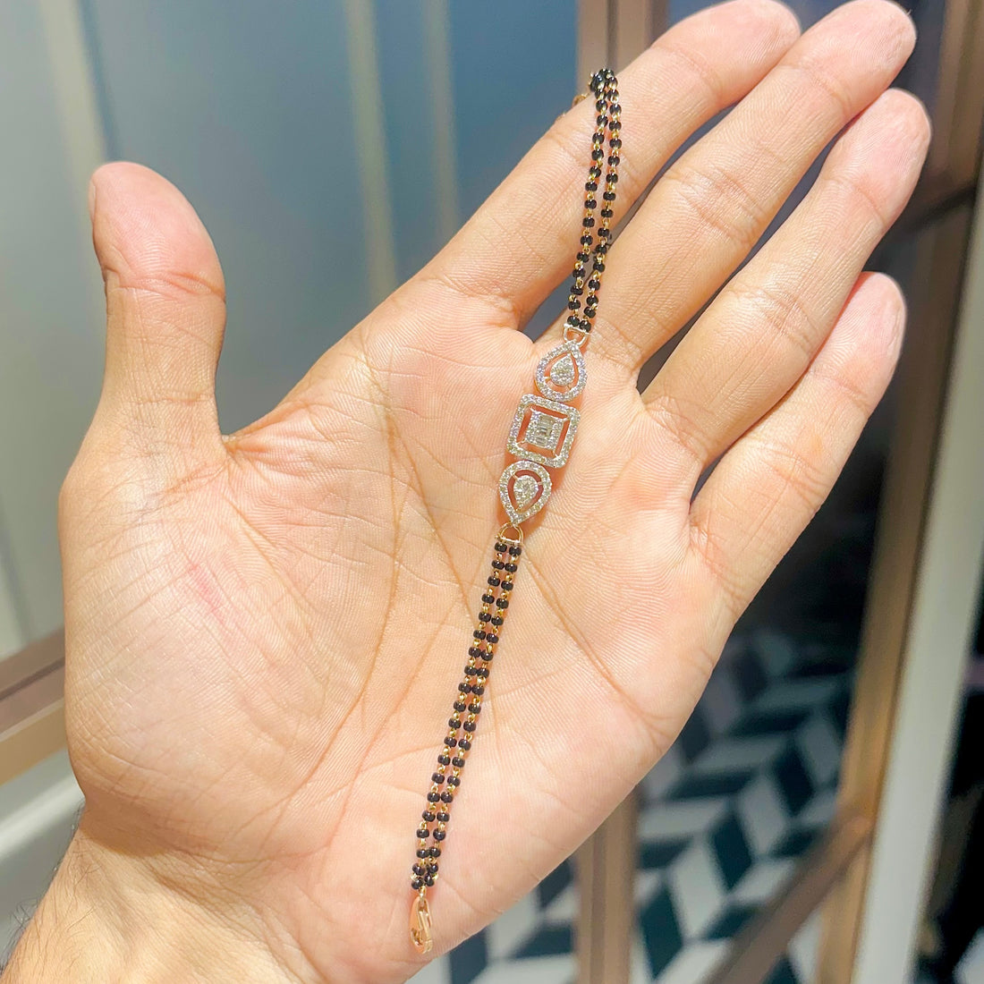 Teardrop Gleam Diamond Mangalsutra Bracelet