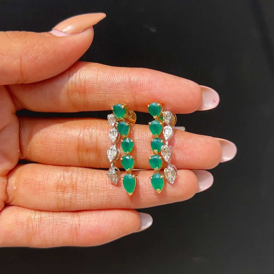 Emerald & Diamond Drop Earrings