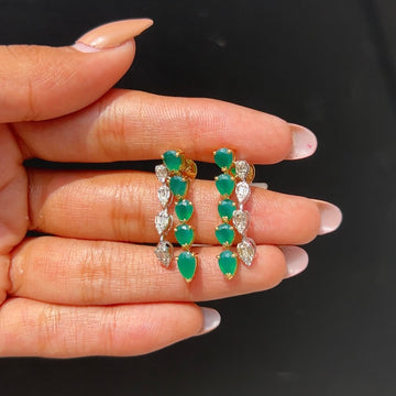 Emerald & Diamond Drop Earrings