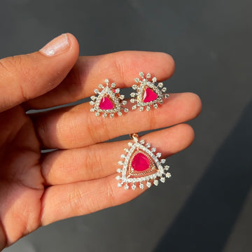 Triya Ruby Diamond Pendant Set