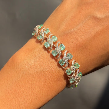 Emerald Elegance Diamond Bracelet