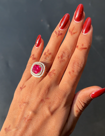 Scarlet Radiance Halo Diamond Ring