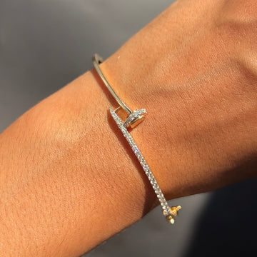 Diamond Nail Bangle Bracelet