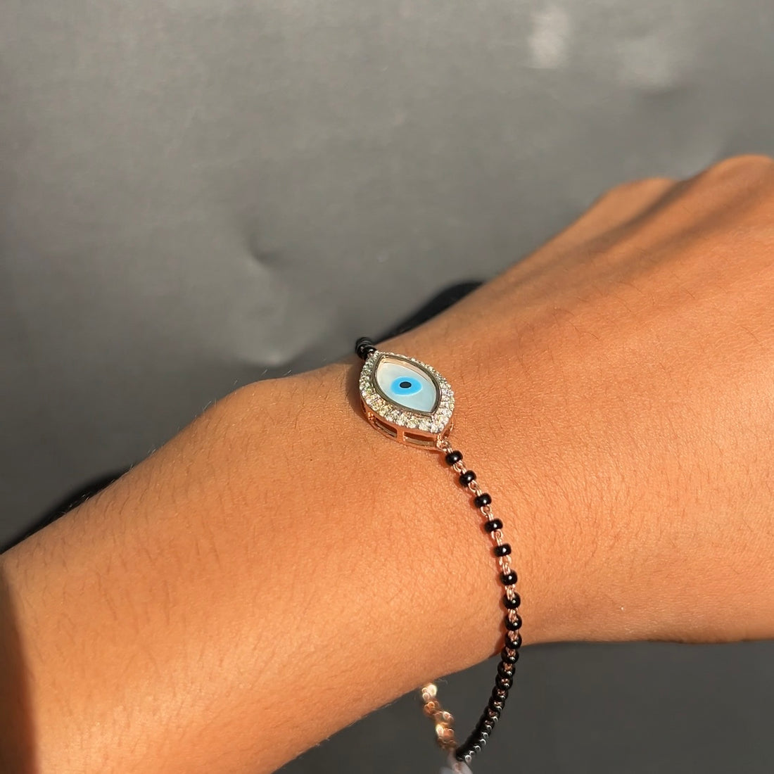 Evil Eye Spiral Diamond Mangalsutra Bracelet