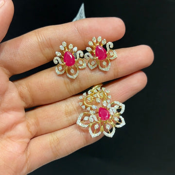 Ruby Blossom Diamond Pendant Set