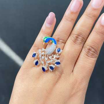 🦚 Mayura Diamond Peacock Ring
