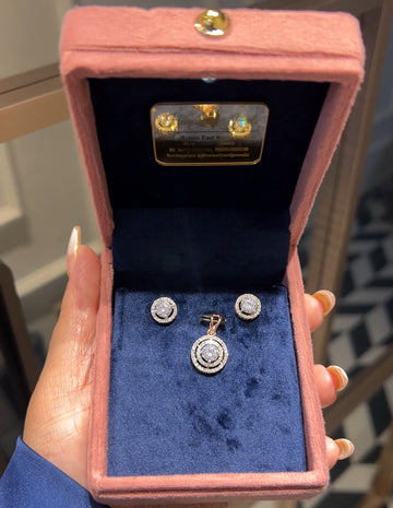 Riddhi Triple Halo Diamond Pendant Set