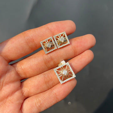 Radiant Frame Diamond Pendant Set