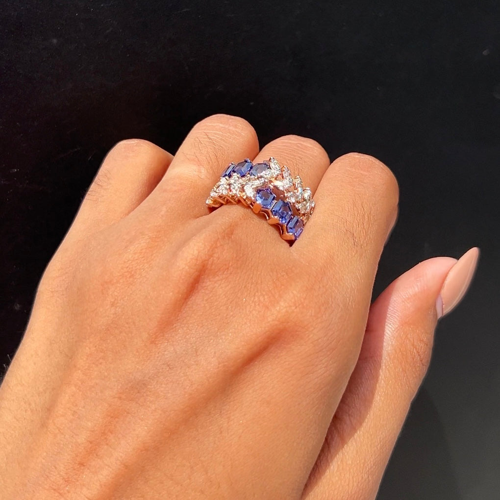 Amethyst Arc Diamond Ring