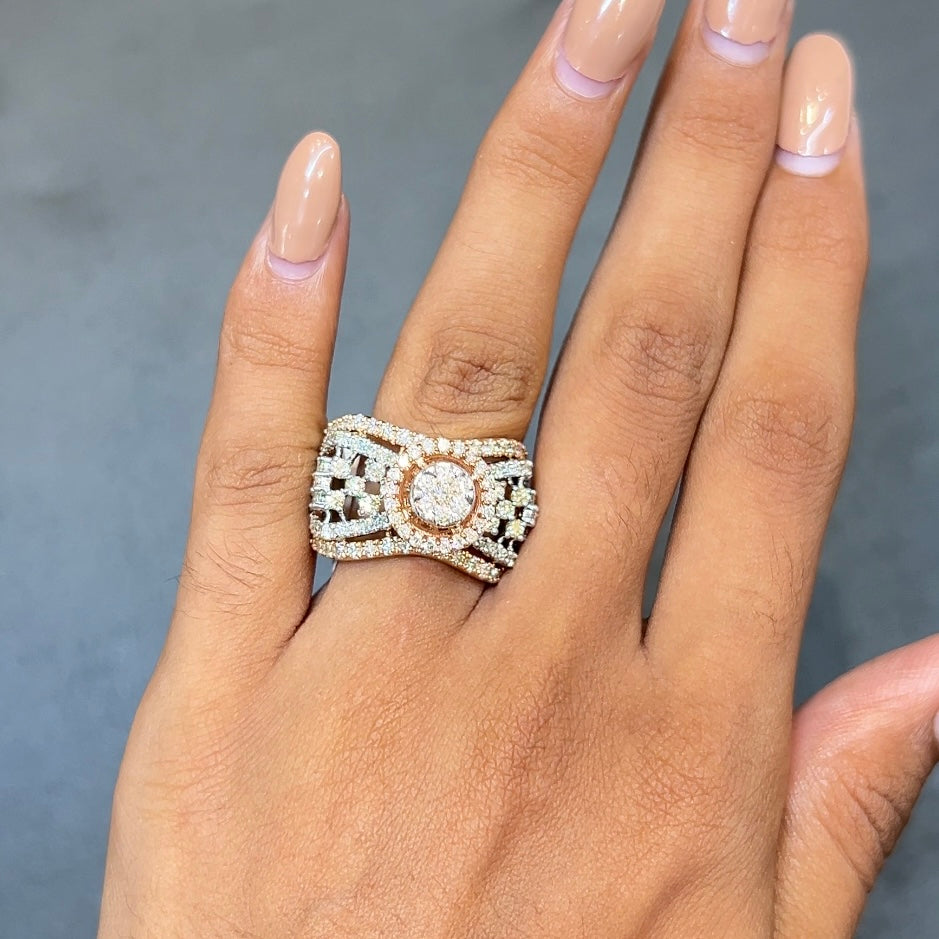 Royal Halo Lattice Diamond Ring