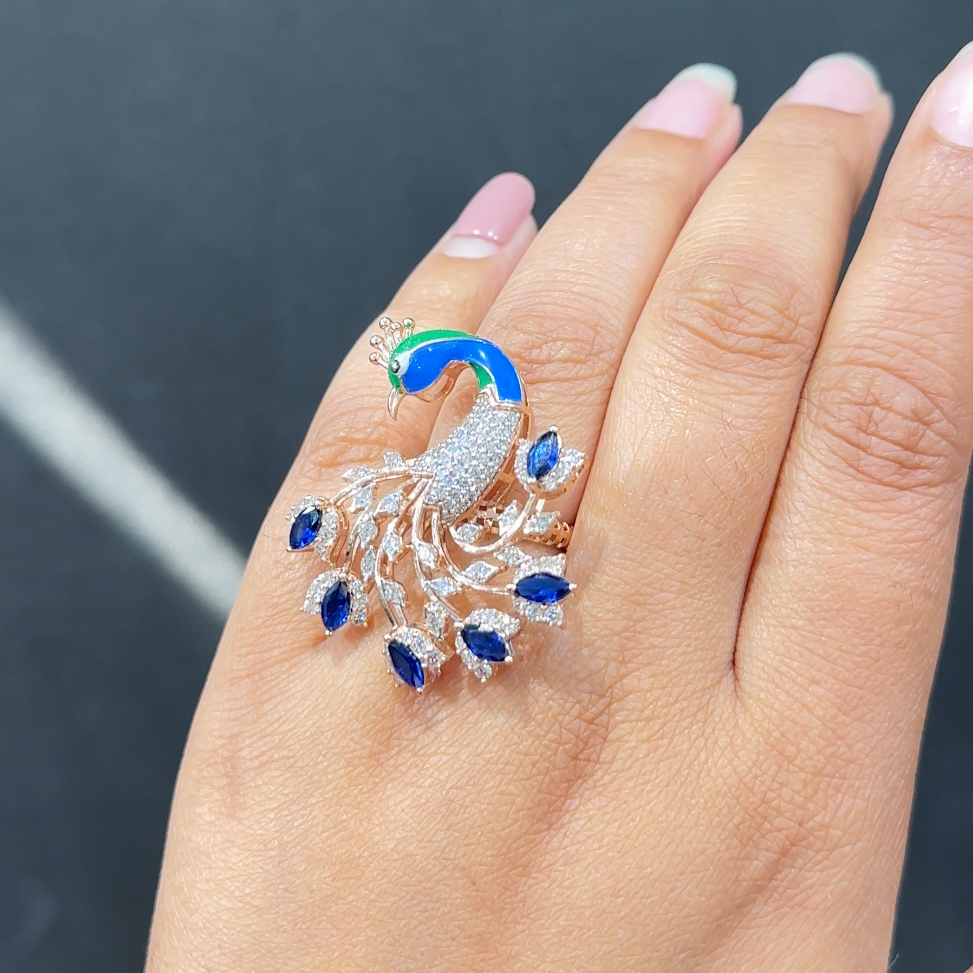 🦚 Mayura Diamond Peacock Ring