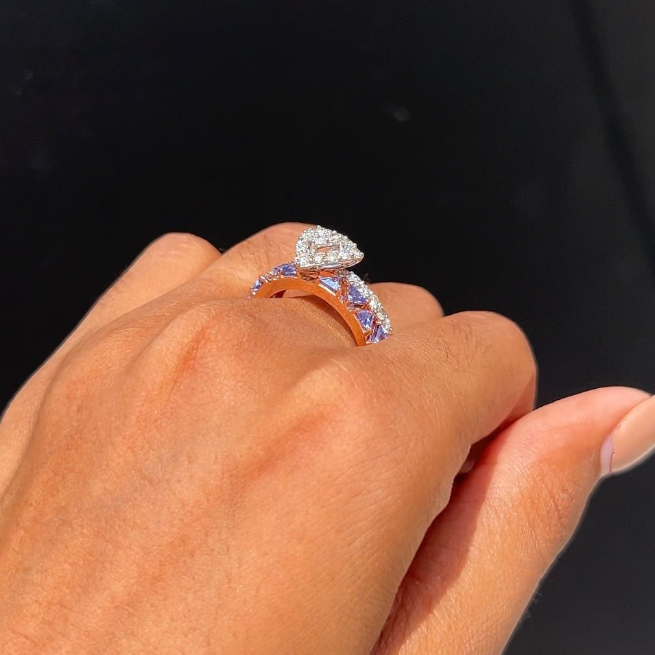 Sapphire Triangle Diamond Ring