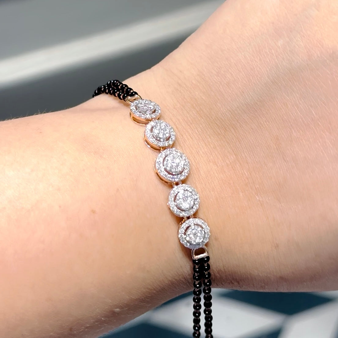 Radiant Orbs Diamond Mangalsutra Bracelet